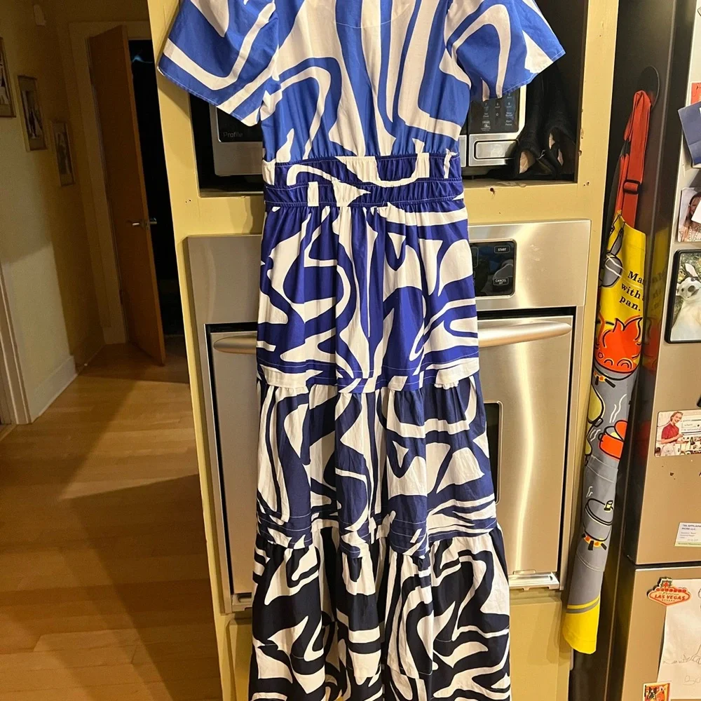 Anthropologie Somerset Blue and White Abstract Maxi Dress - Picture 3 of 3